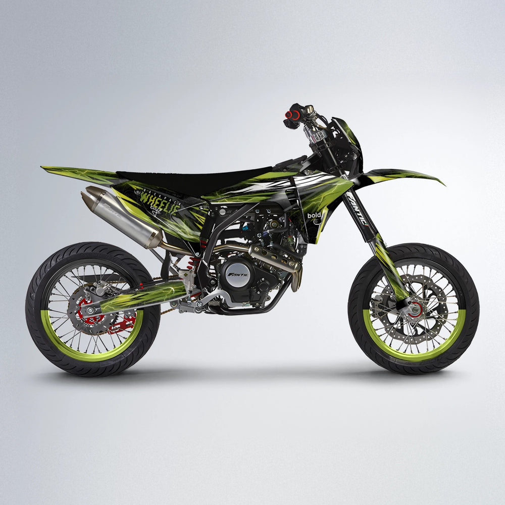 CAUTION Fantic supermoto graphics kit in Olive
