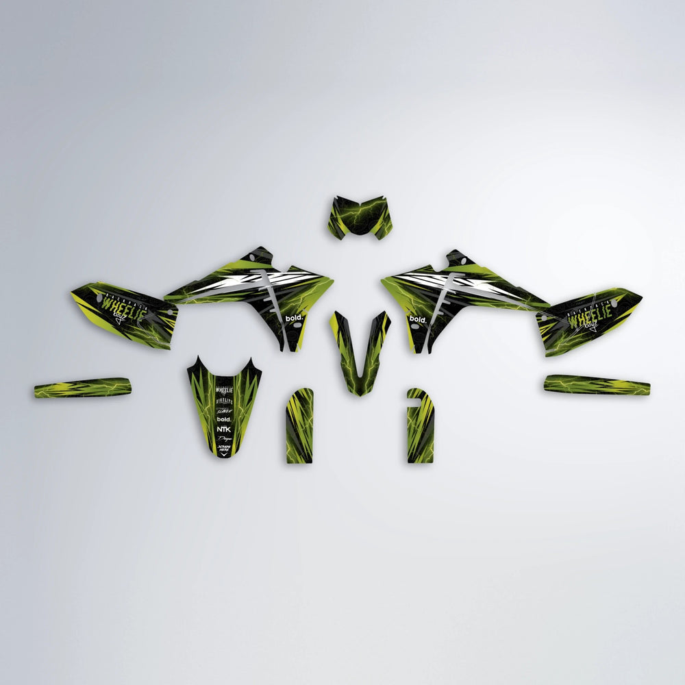 CAUTION Fantic graphics kit parts layout in Olive