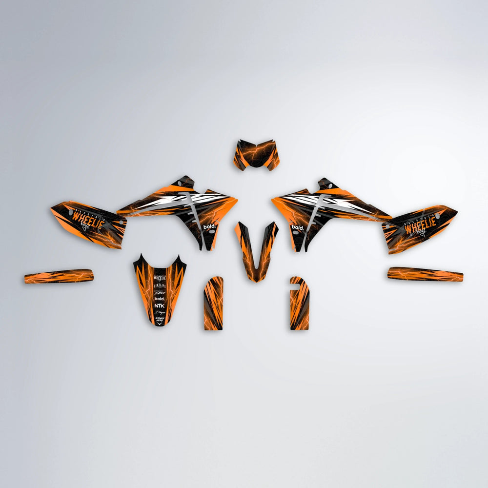 CAUTION Fantic graphics kit parts layout in Orange