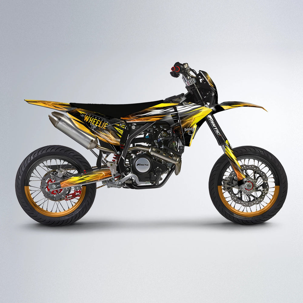 CAUTION Fantic supermoto graphics kit in Orange & Yellow