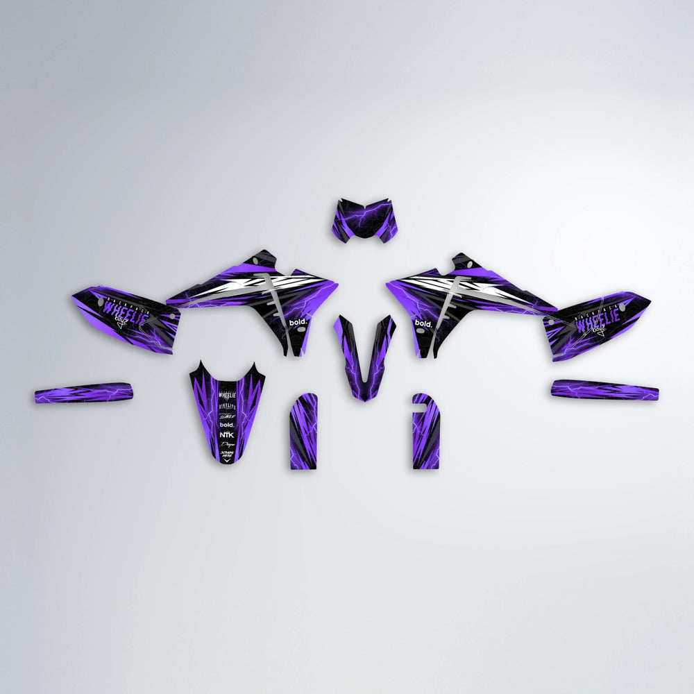 CAUTION Fantic graphics kit parts layout in Purple