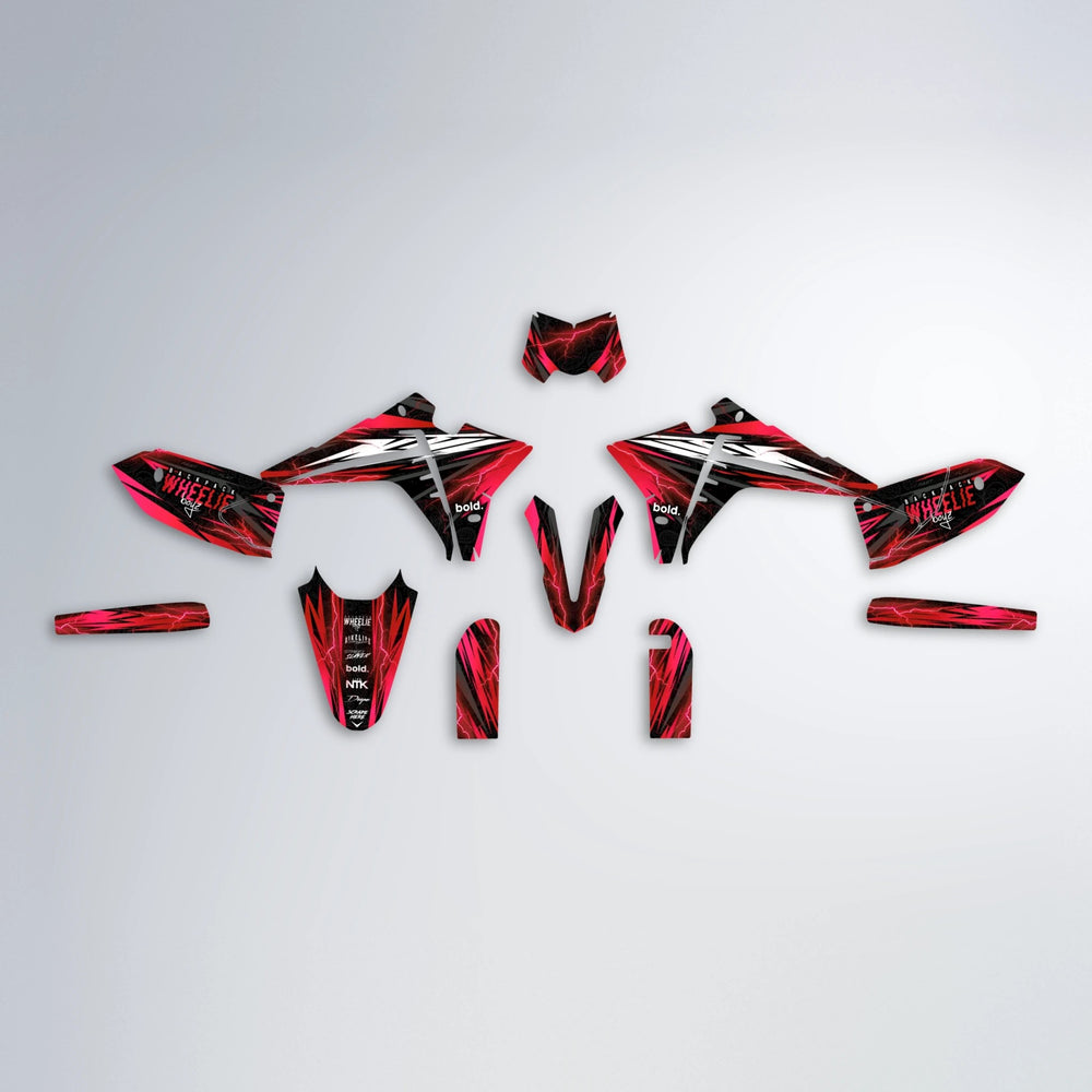 CAUTION Fantic graphics kit parts layout in Red