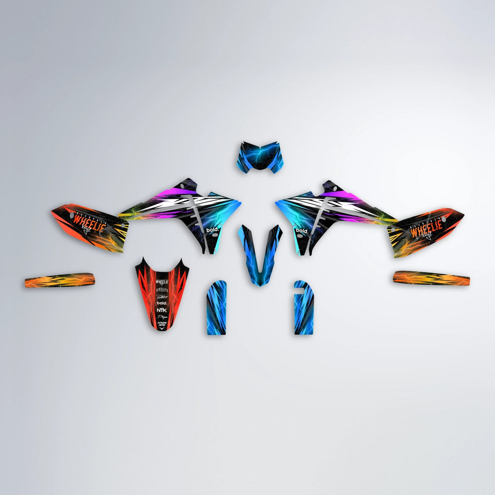 CAUTION Fantic graphics kit parts layout in Sunset Fade