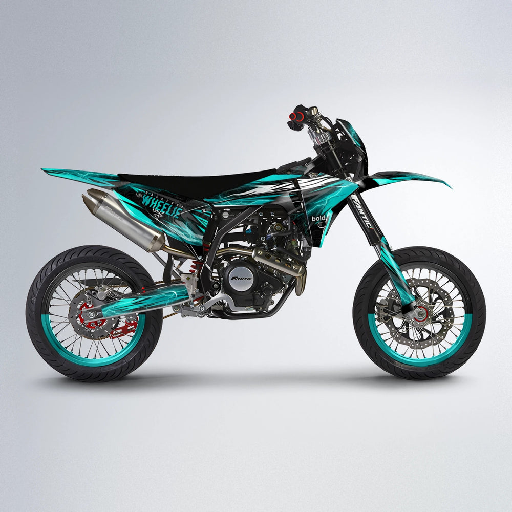 CAUTION Fantic supermoto graphics kit in Teal