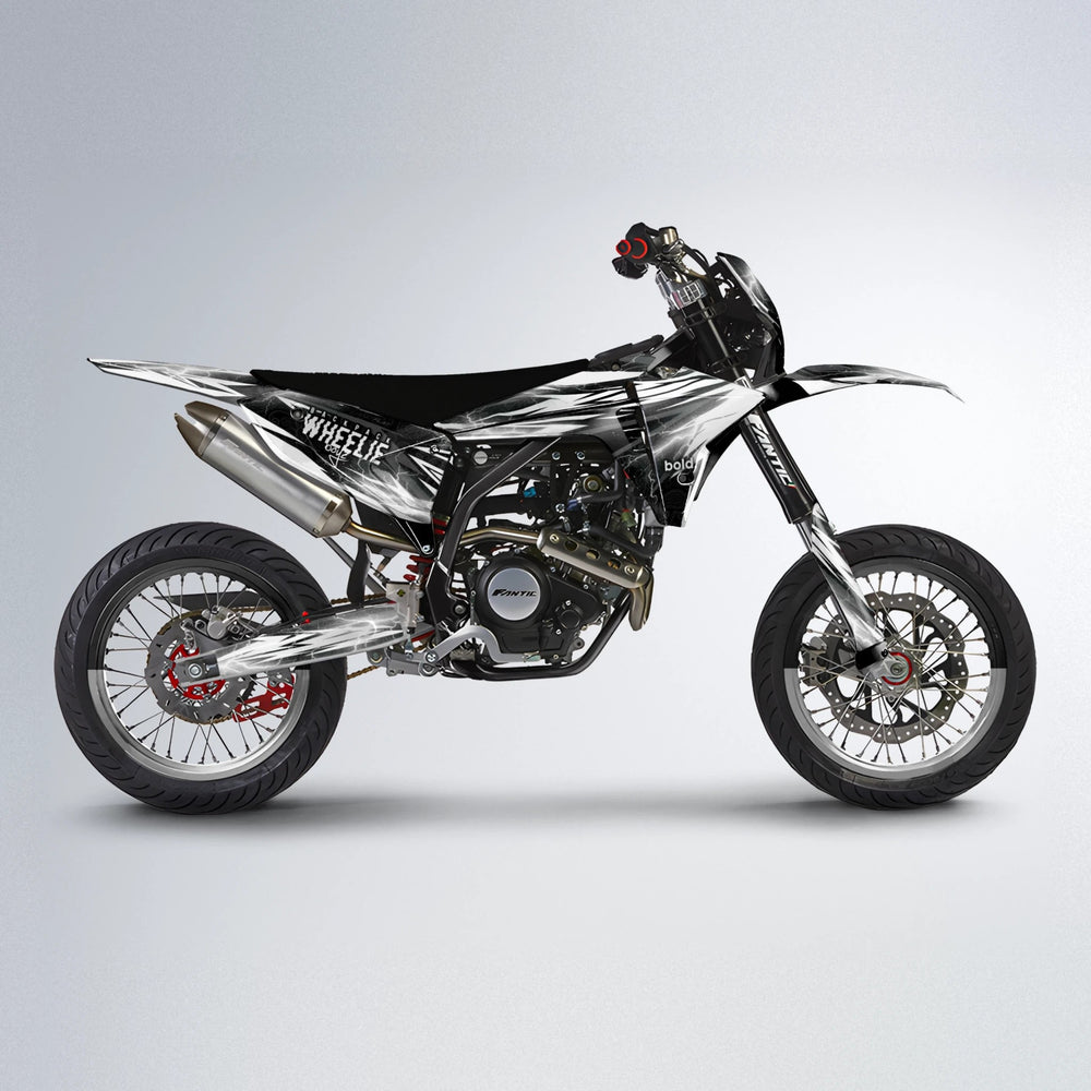 CAUTION Fantic supermoto graphics kit in White