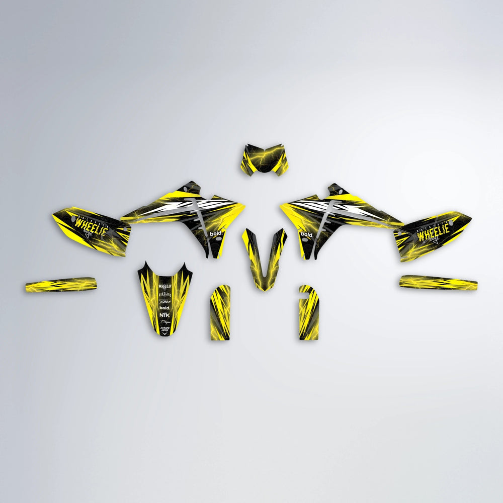 CAUTION Fantic graphics kit parts layout in Yellow