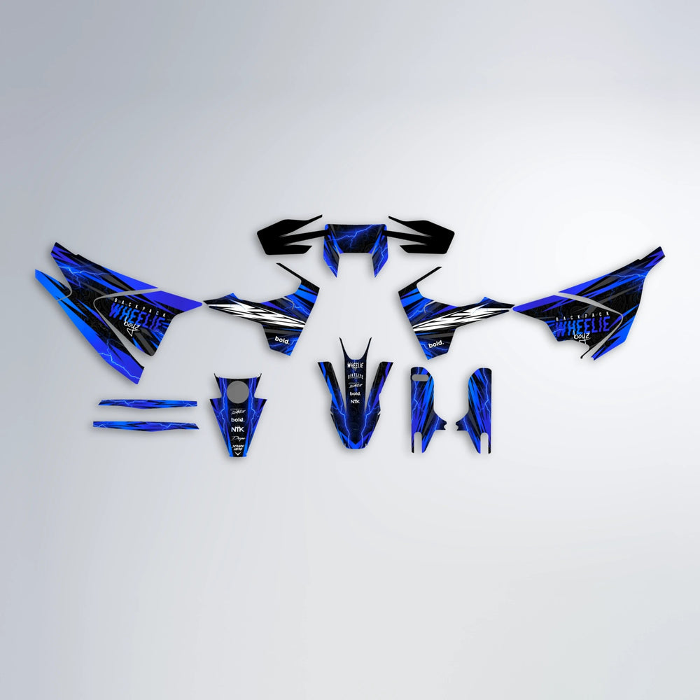 CAUTION Husqvarna 701 graphics kit parts layout in Blue