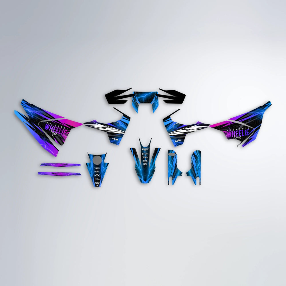 CAUTION Husqvarna 701 graphics kit parts layout in Blue Purple Fade