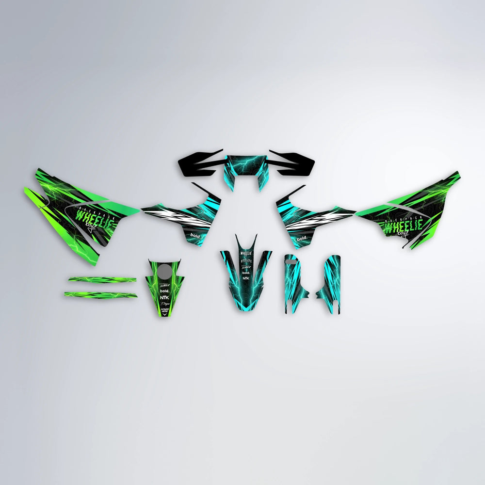 CAUTION Husqvarna 701 graphics kit parts layout in Cyan & Green