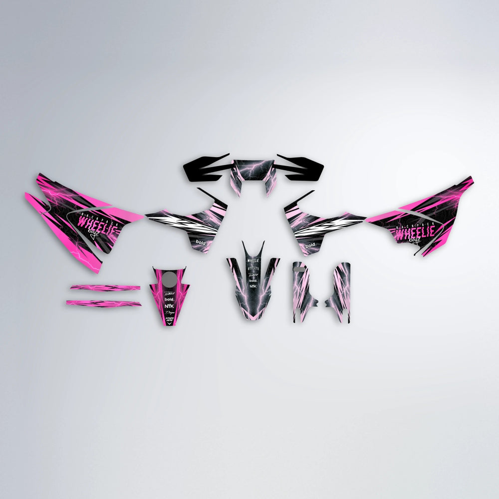 CAUTION Husqvarna 701 graphics kit parts layout in Flamingo