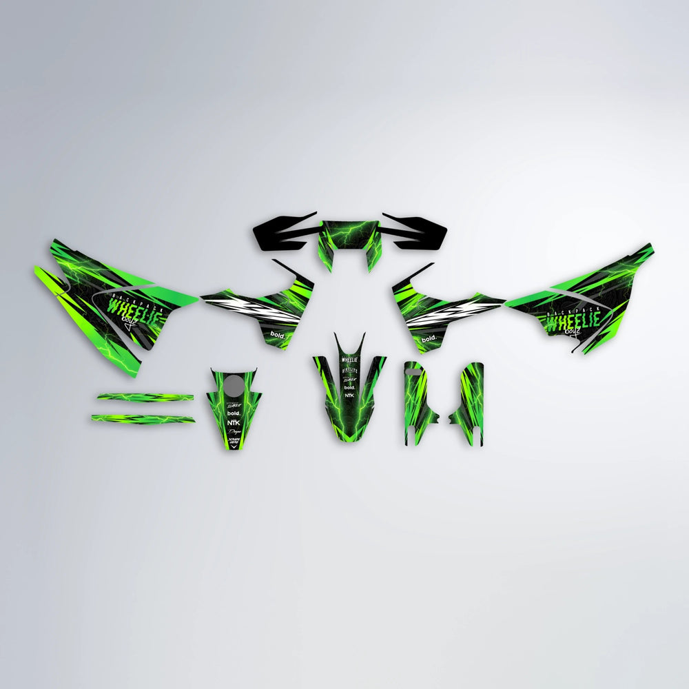 CAUTION Husqvarna 701 graphics kit parts layout in Green