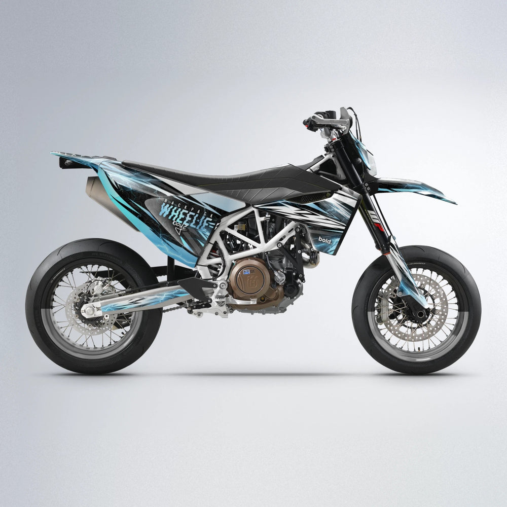 CAUTION Husqvarna 701 supermoto graphics kit in Light Blue & White