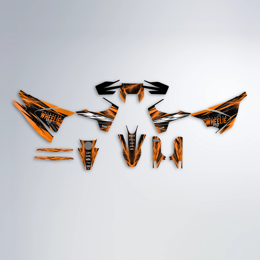 CAUTION Husqvarna 701 graphics kit parts layout in Orange