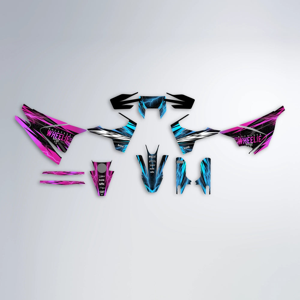 CAUTION Husqvarna 701 graphics kit parts layout in Pink & Light Blue