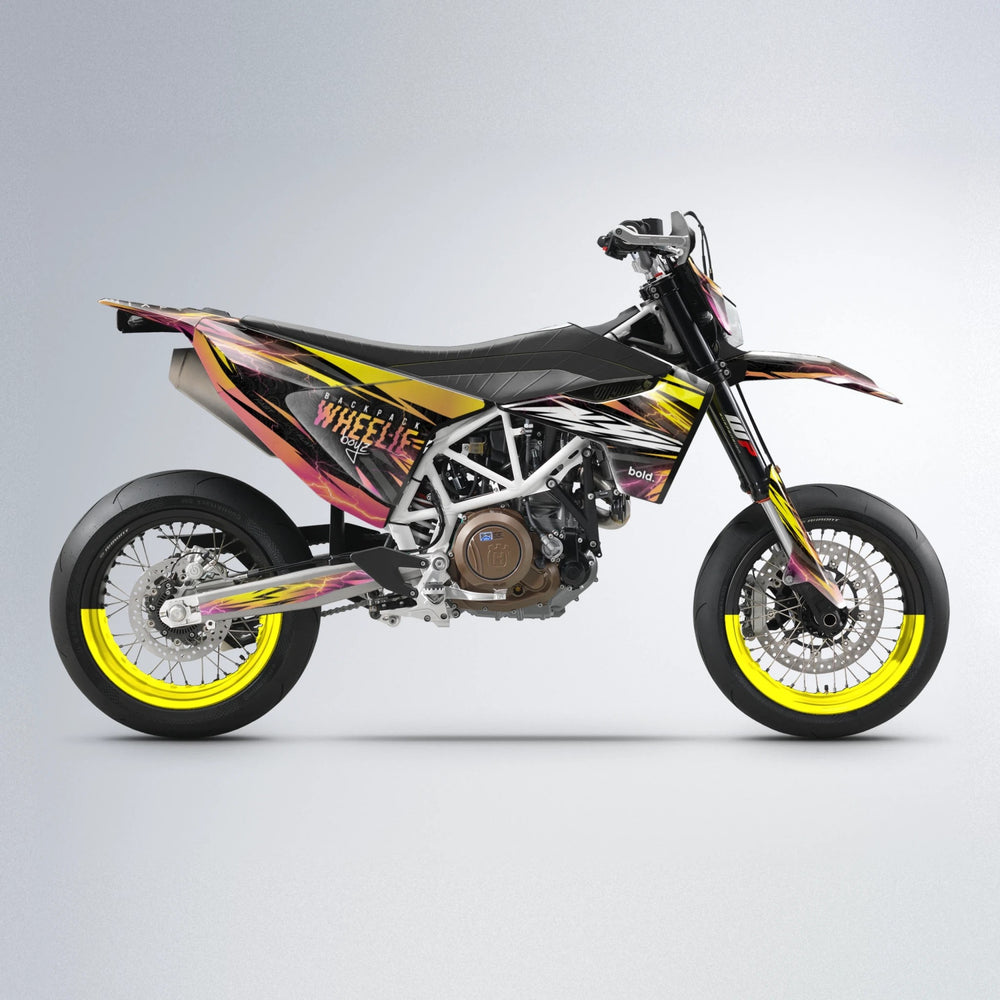 CAUTION Husqvarna 701 supermoto graphics kit in Pink & Yellow