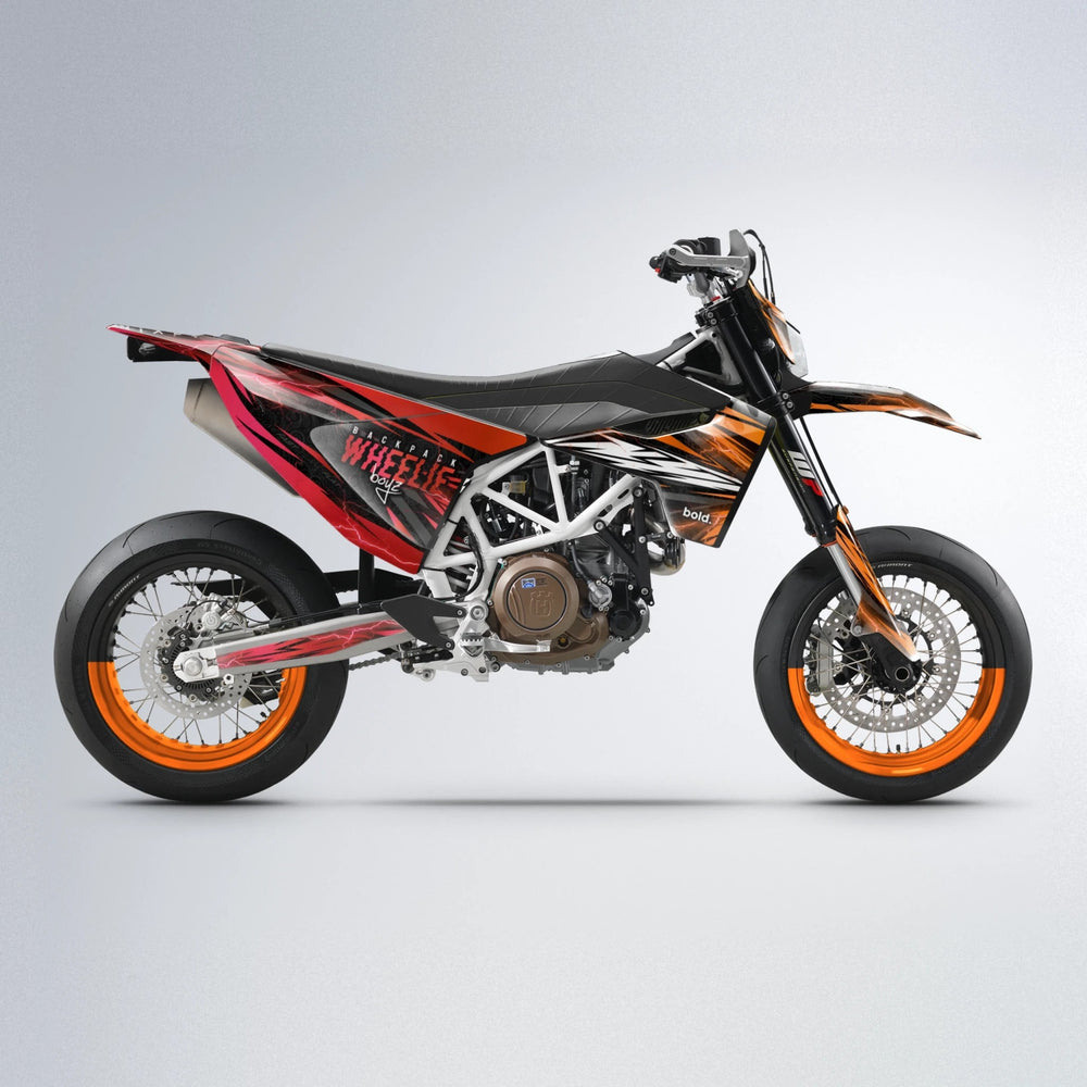 CAUTION Husqvarna 701 supermoto graphics kit in Red & Orange