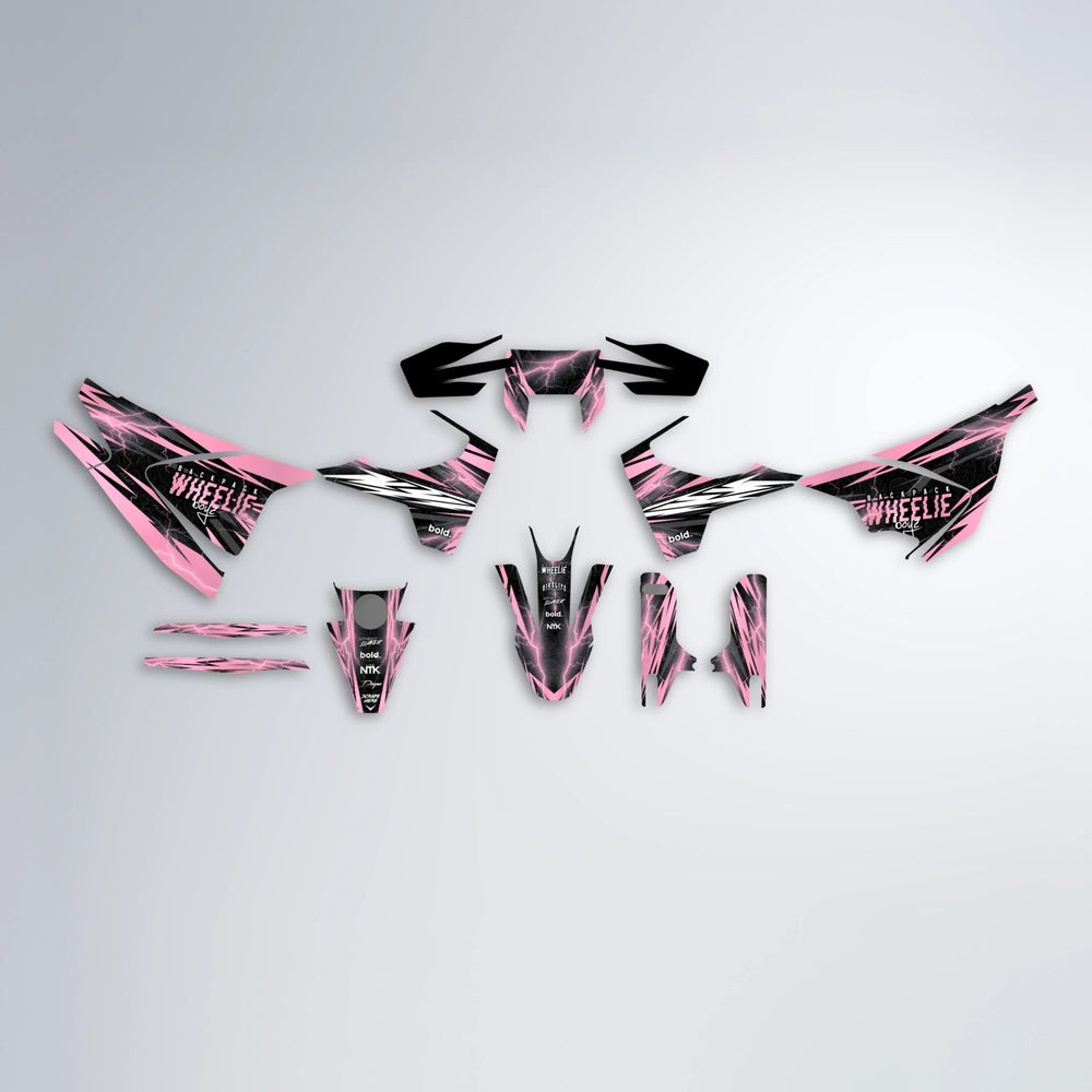 CAUTION Husqvarna 701 graphics kit parts layout in Sakura Pink