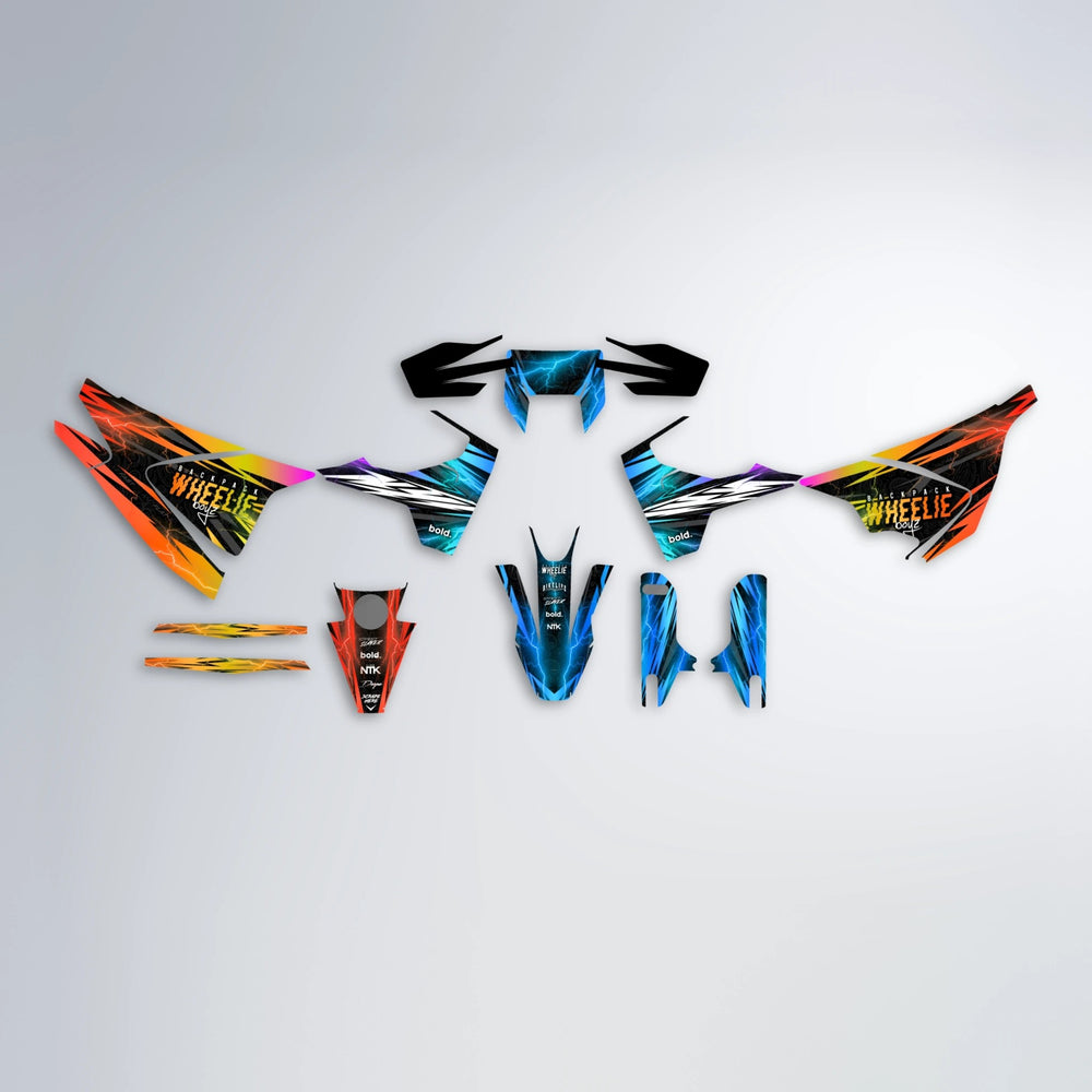 CAUTION Husqvarna 701 graphics kit parts layout in Sunset Fade