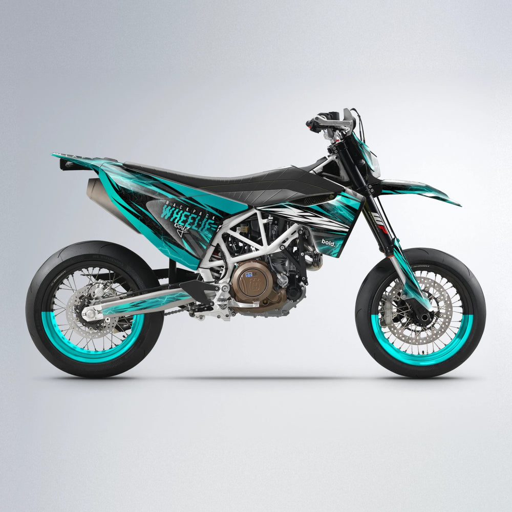 CAUTION Husqvarna 701 supermoto graphics kit in Teal