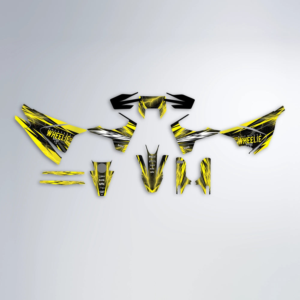CAUTION Husqvarna 701 graphics kit parts layout in Yellow