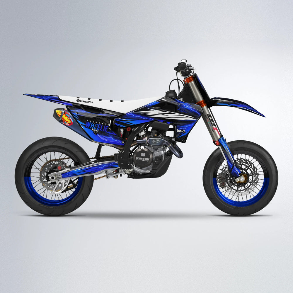 CAUTION Husqvarna FE/TE supermoto graphics kit in Blue