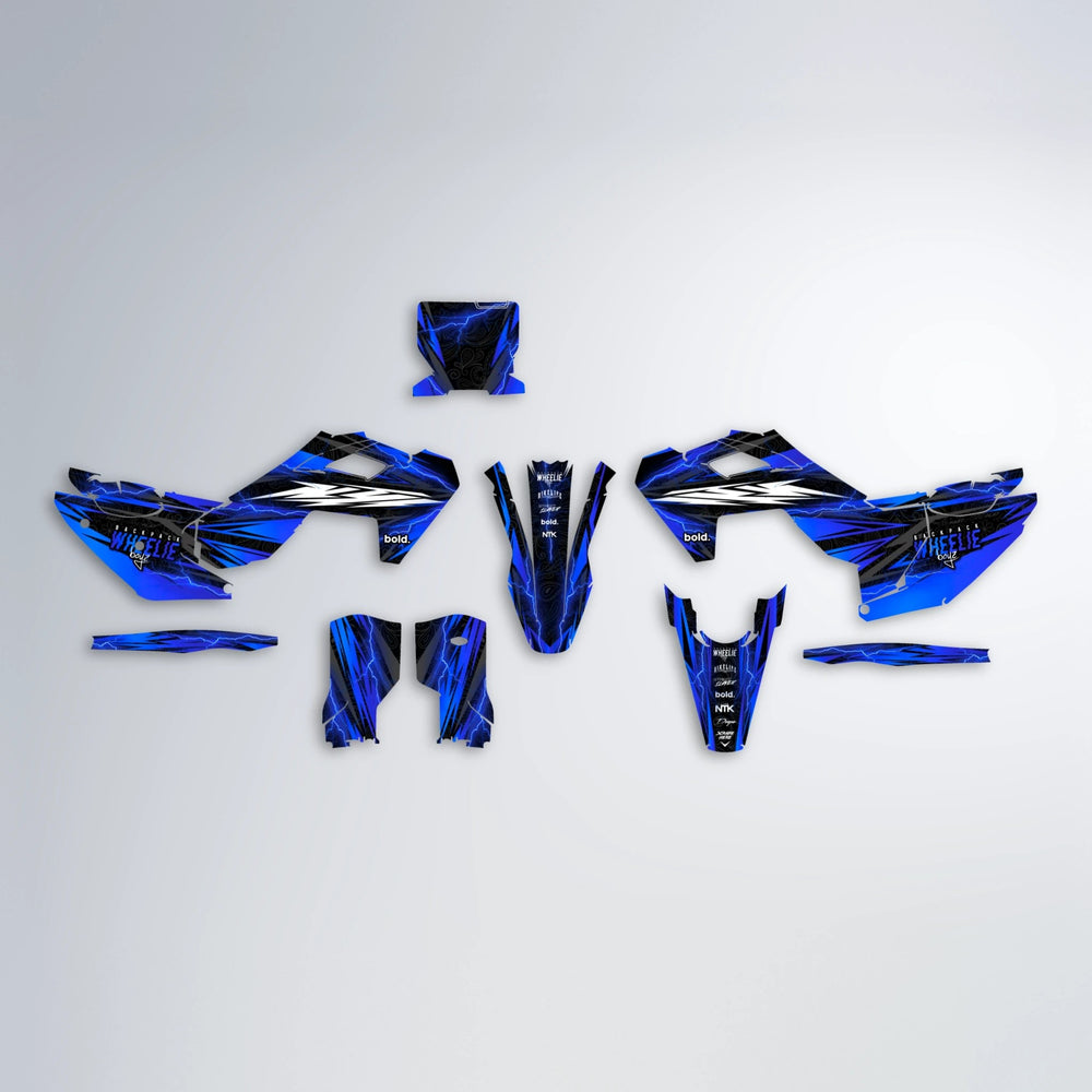 CAUTION Husqvarna FE/TE graphics kit parts layout in Blue
