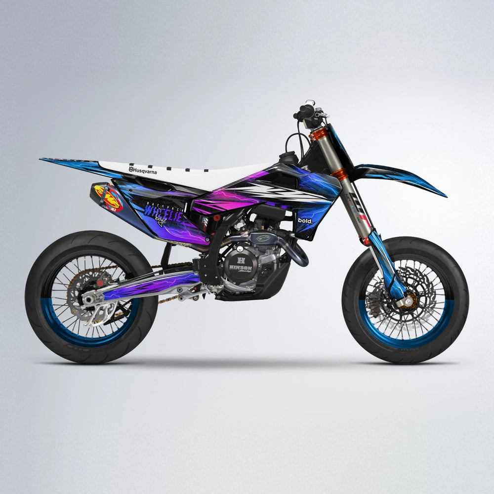 CAUTION Husqvarna FE/TE supermoto graphics kit in Blue Purple Fade