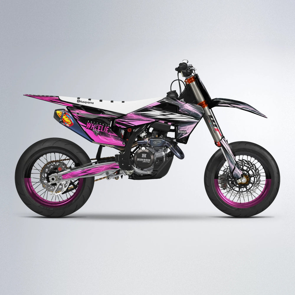 CAUTION Husqvarna FE/TE supermoto graphics kit in Flamingo