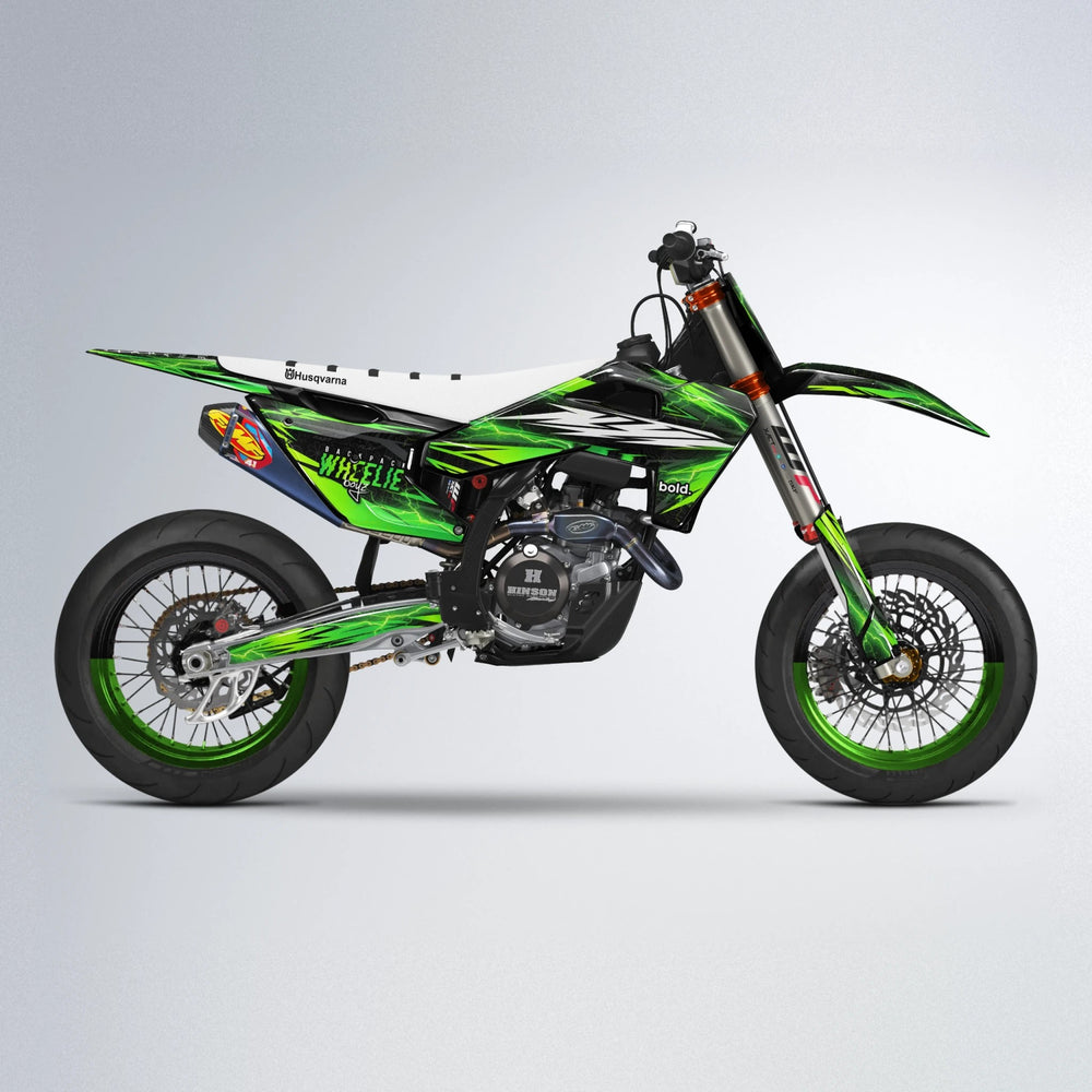 CAUTION Husqvarna FE/TE supermoto graphics kit in Green