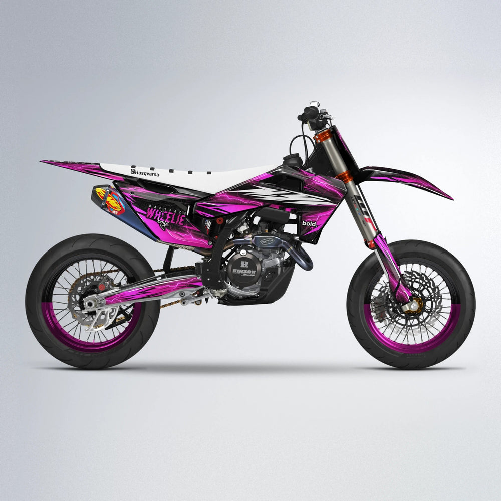 CAUTION Husqvarna FE/TE supermoto graphics kit in Pink