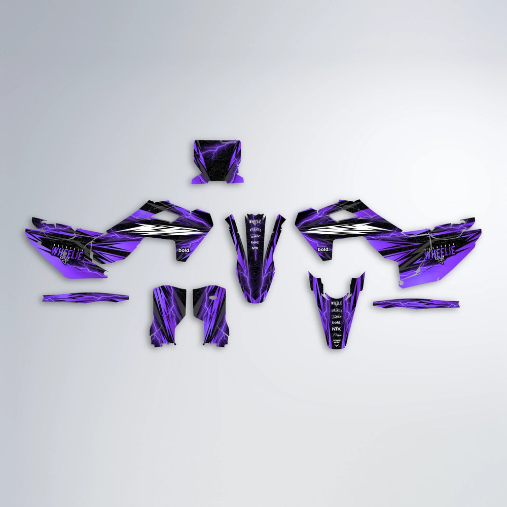 CAUTION Husqvarna FE/TE graphics kit parts layout in Purple