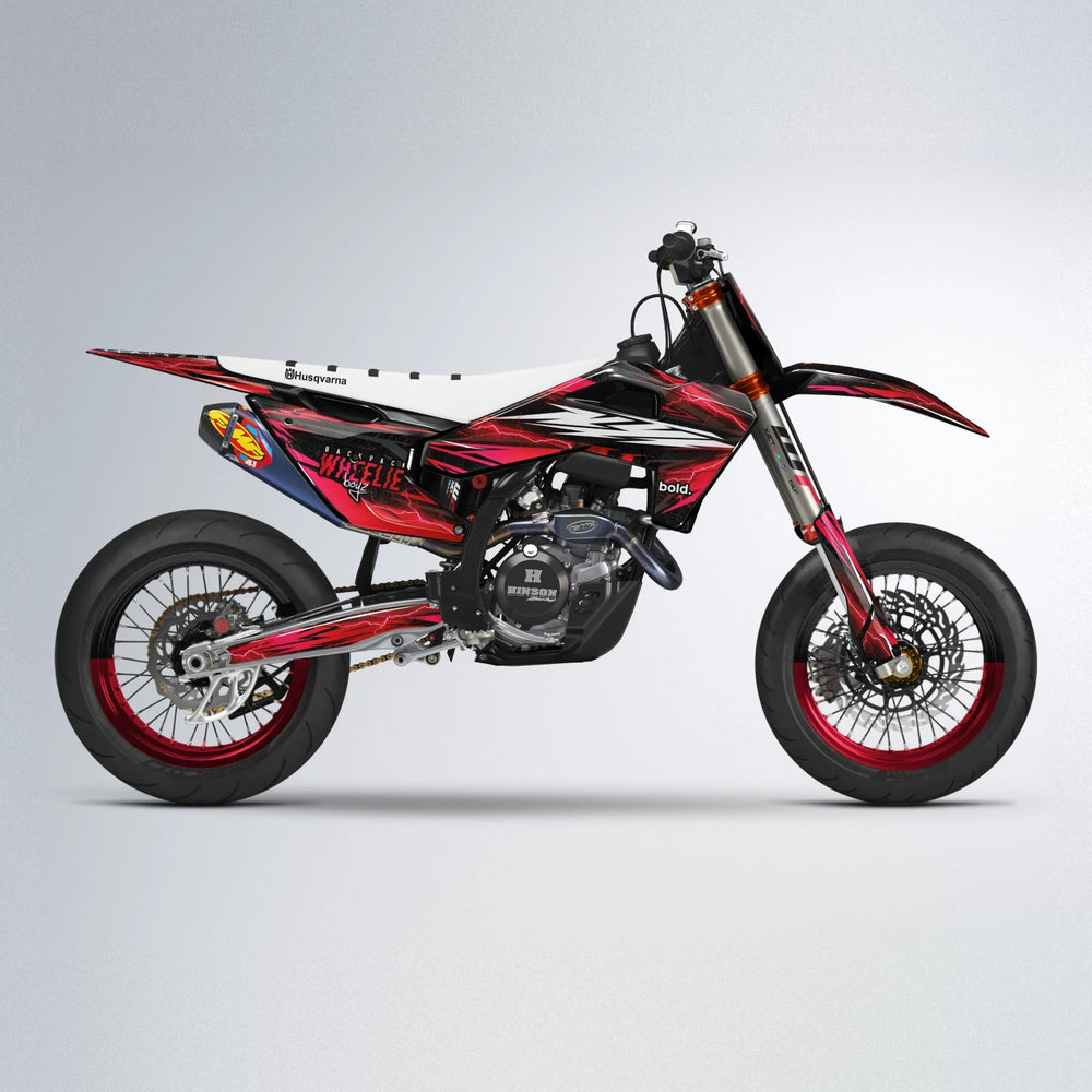 CAUTION Husqvarna FE/TE supermoto graphics kit in Red