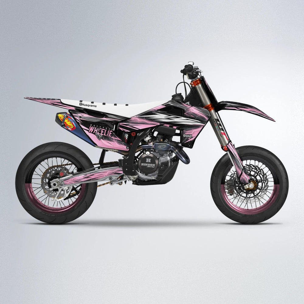 CAUTION Husqvarna FE/TE supermoto graphics kit in Sakura Pink