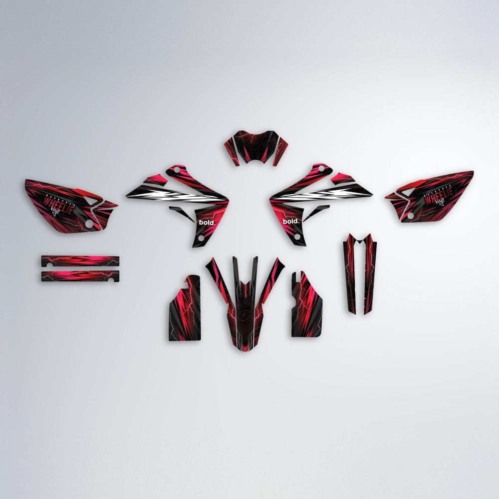 CAUTION Rieju MRT graphics kit parts layout in Black & Red