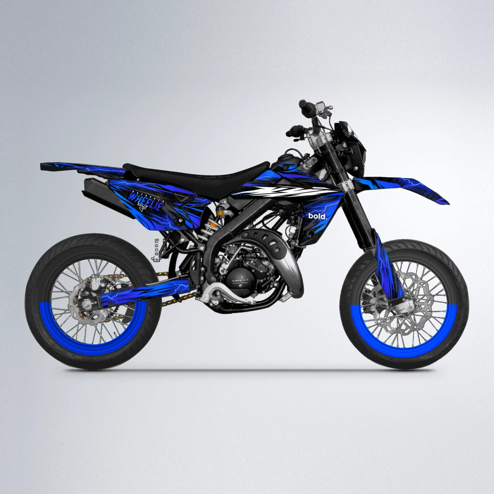 CAUTION Rieju MRT supermoto graphics kit in Blue