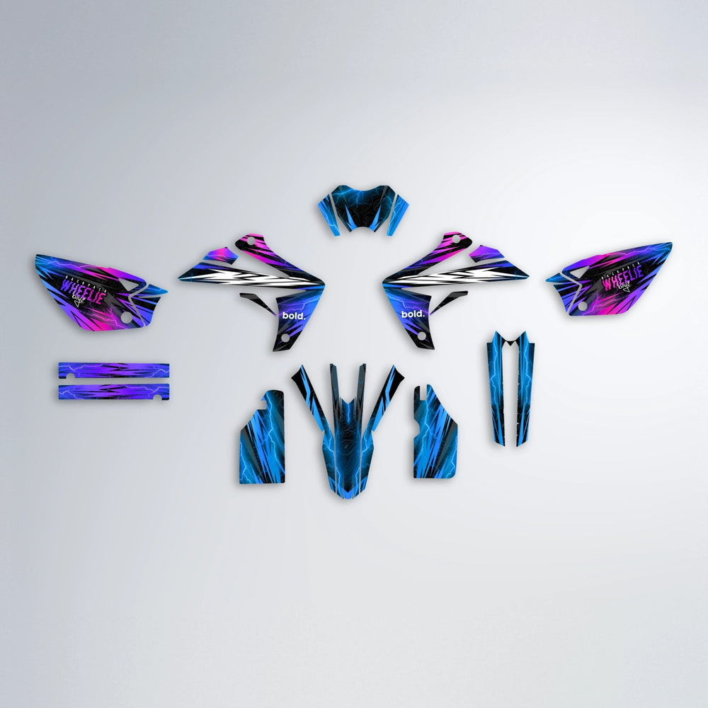 CAUTION Rieju MRT graphics kit parts layout in Blue Purple Fade