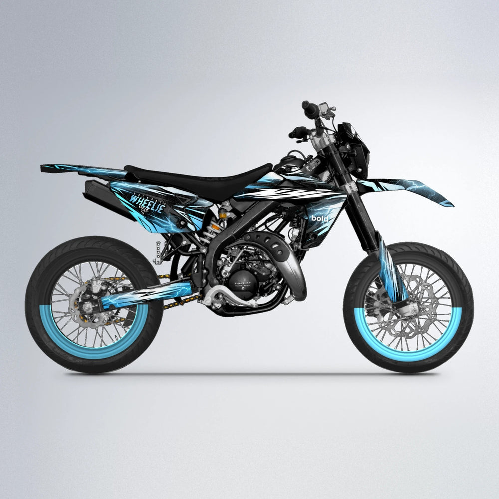 CAUTION Rieju MRT supermoto graphics kit in Light Blue & White