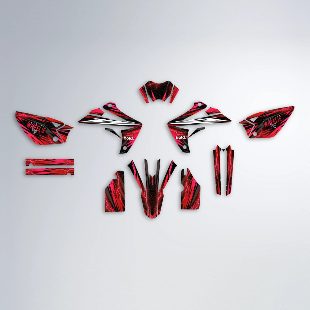 CAUTION Rieju MRT graphics kit parts layout in Red