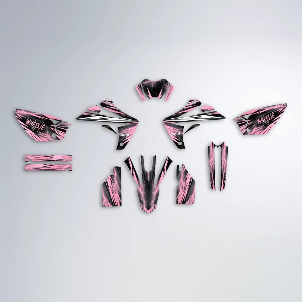 CAUTION Rieju MRT graphics kit parts layout in Sakura Pink