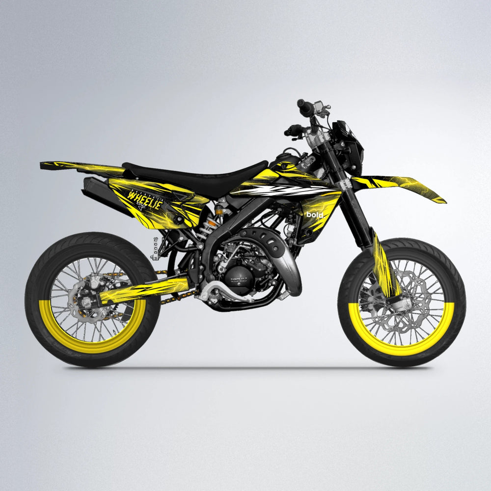 CAUTION Rieju MRT supermoto graphics kit in Yellow
