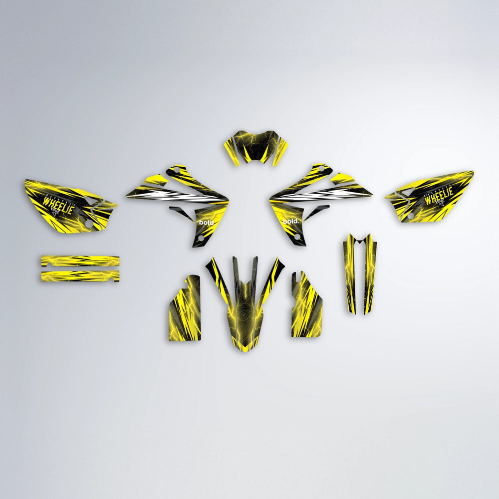 CAUTION Rieju MRT graphics kit parts layout in Yellow