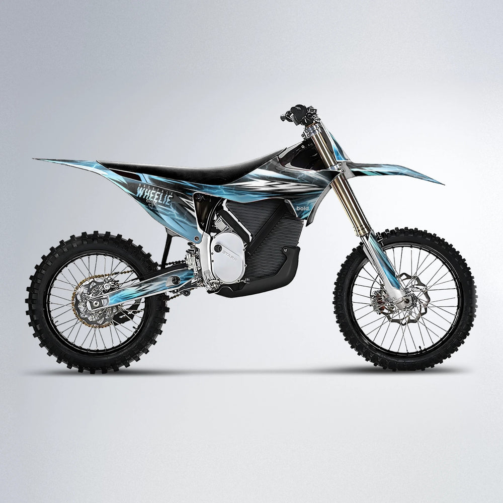 CAUTION Stark Varg MX motocross graphics kit in Light Blue & White