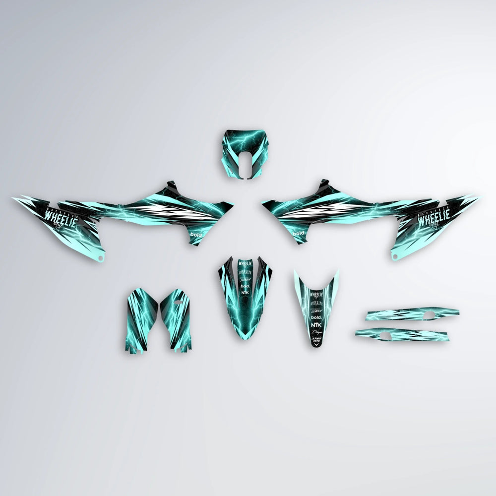 CAUTION Stark Varg MX graphics kit parts layout in Mint