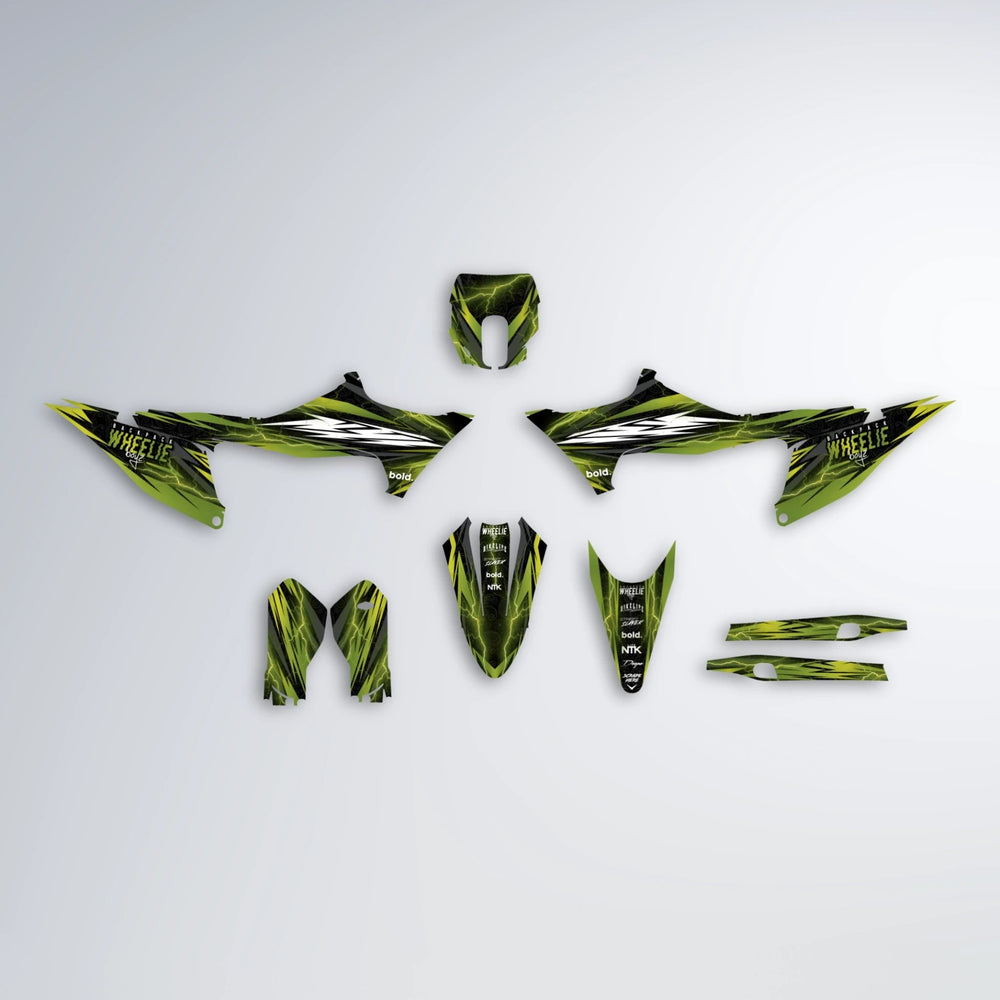 CAUTION Stark Varg MX graphics kit parts layout in Olive