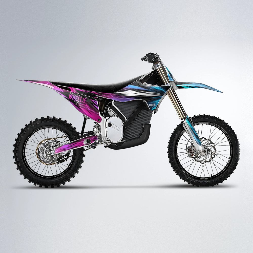 CAUTION Stark Varg MX motocross graphics kit in Pink & Light Blue