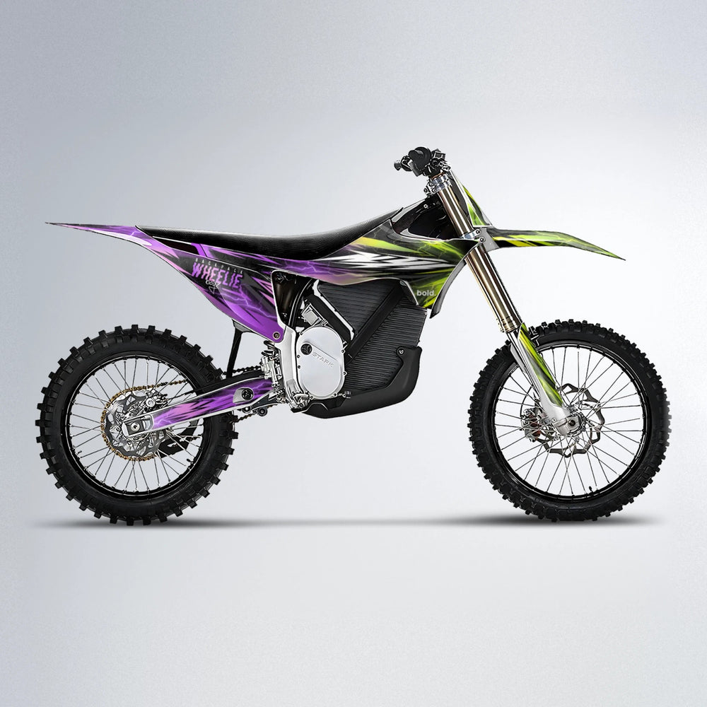 CAUTION Stark Varg MX motocross graphics kit in Purple & Yellow