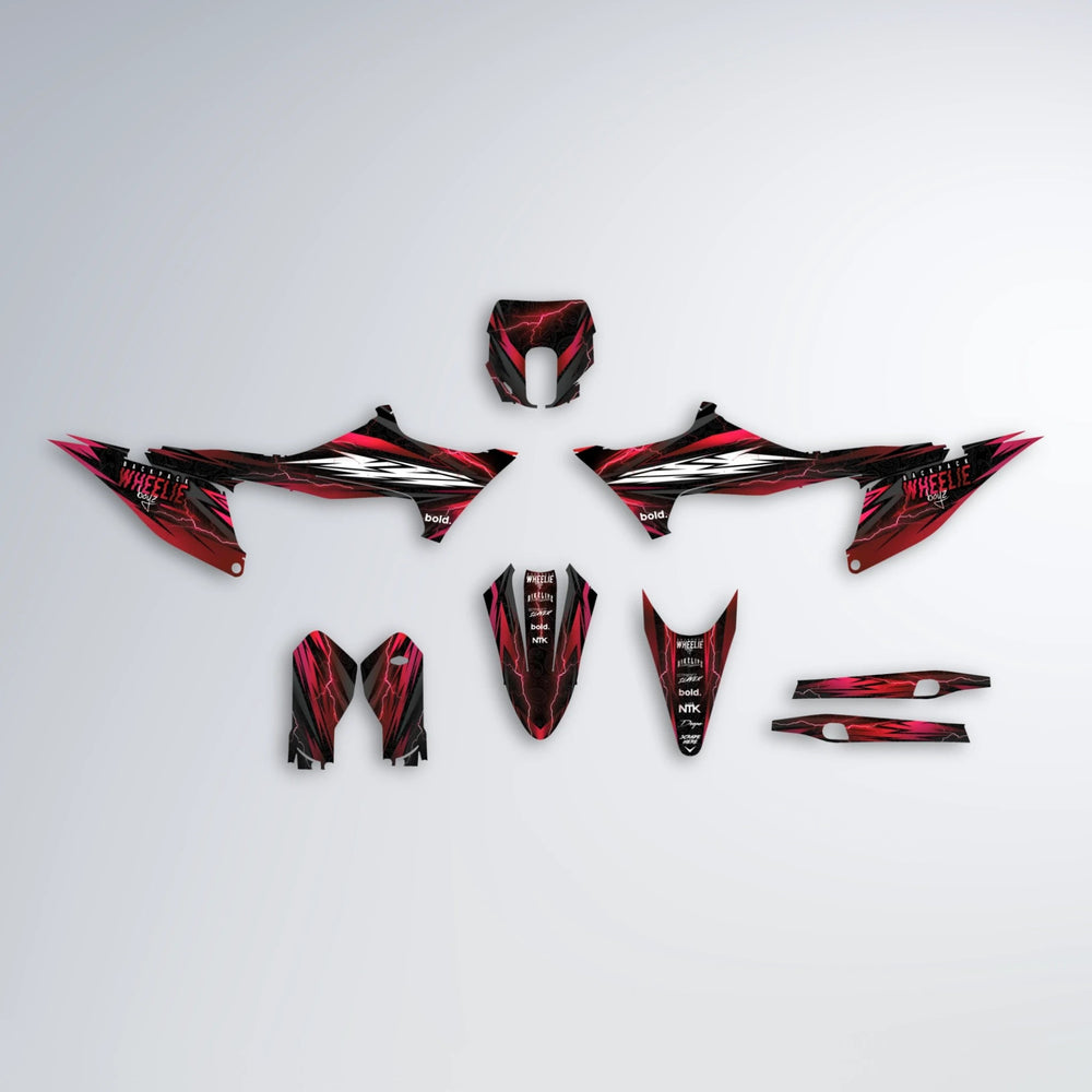 CAUTION Stark Varg SM graphics kit parts layout in Black & Red