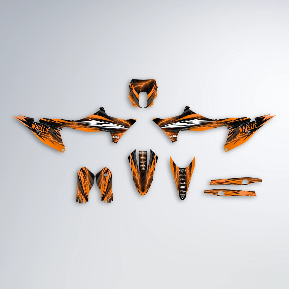 CAUTION Stark Varg SM graphics kit parts layout in Orange