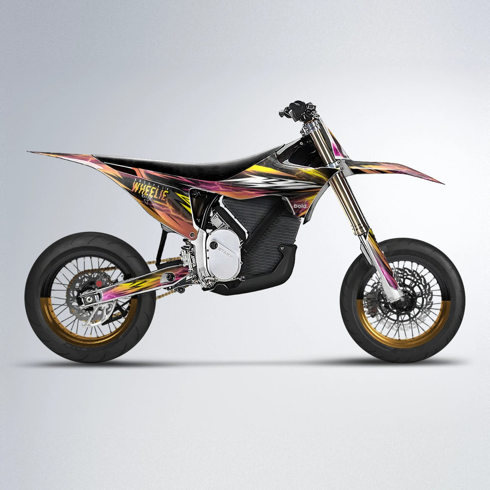 CAUTION Stark Varg SM supermoto graphics kit in Pink & Yellow