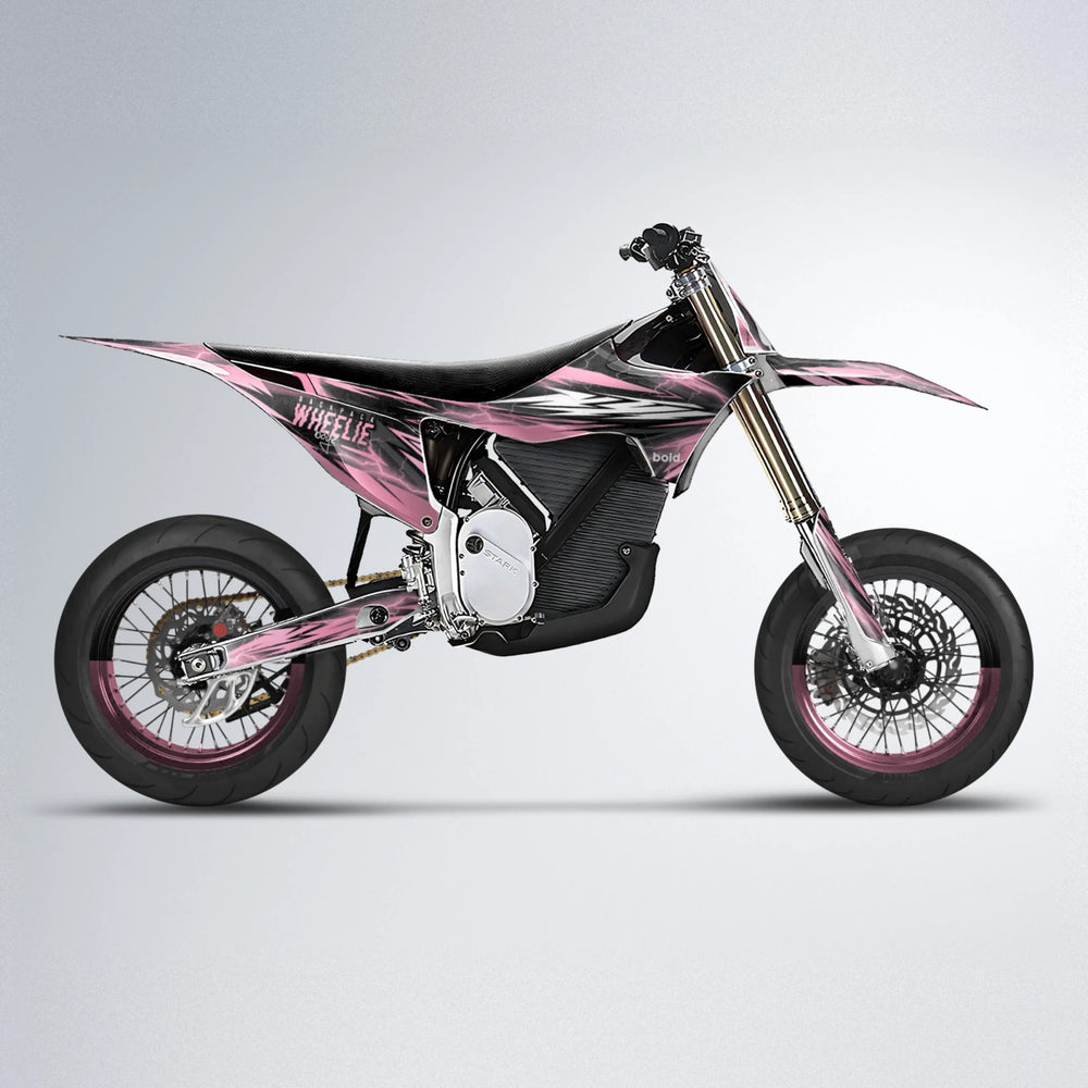 CAUTION Stark Varg SM supermoto graphics kit in Sakura Pink
